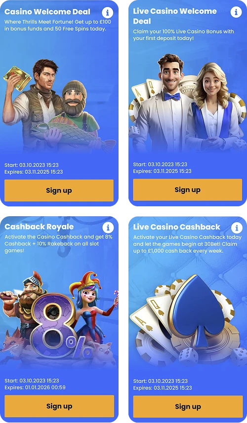 30bet casino bonus
